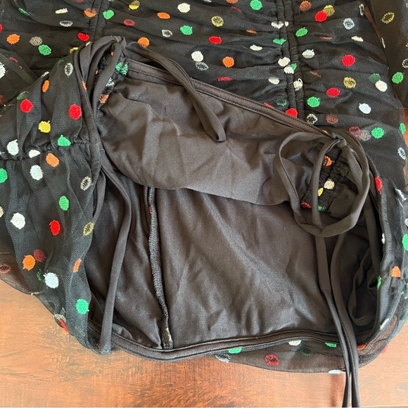 CAMILA COELHO Revolve Kiana Mini Dress Blqck Multicolor Polka Dot Size Smalll - Picture 9 of 11